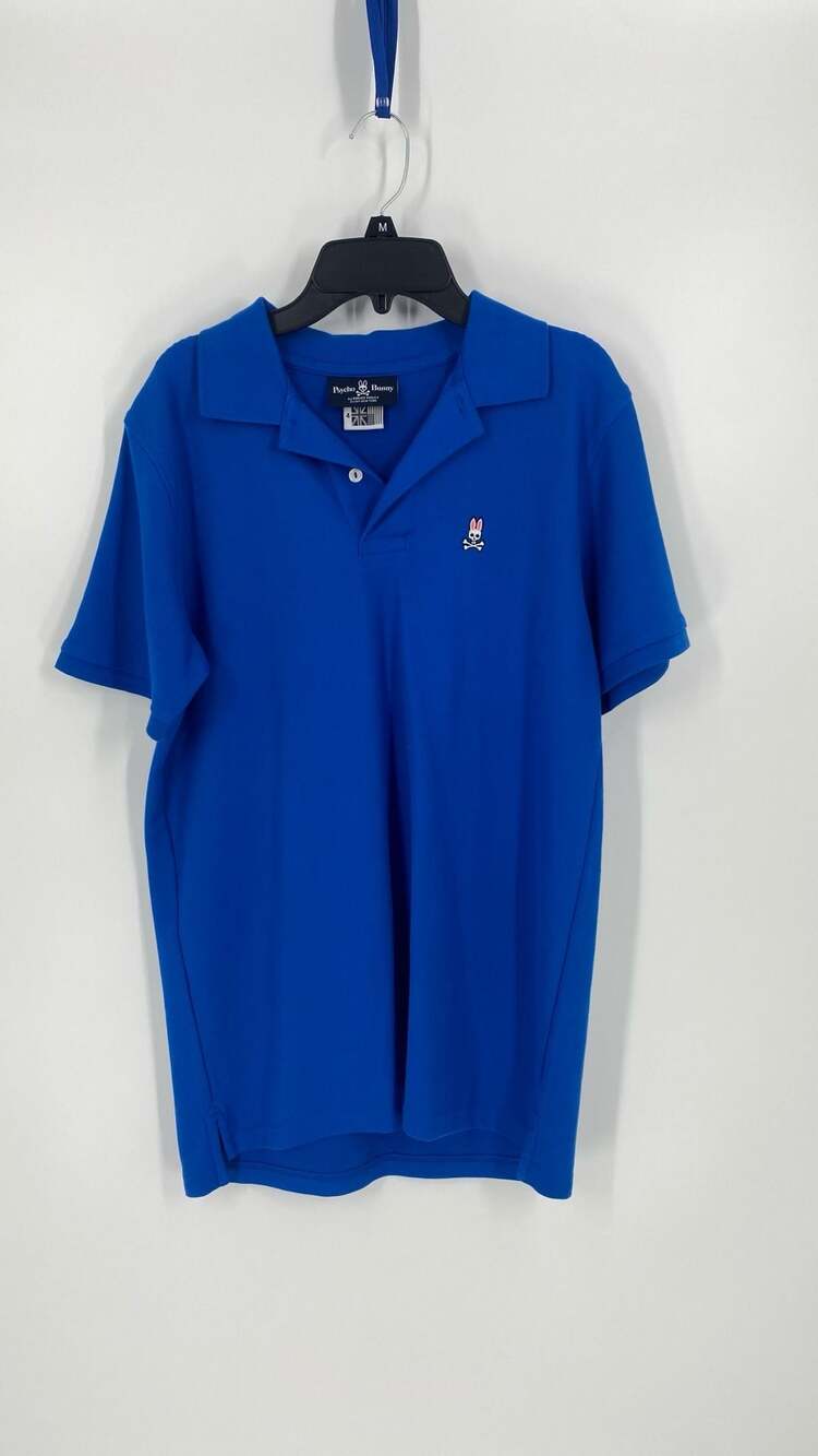 Psycho Bunny Men's Pima Cotton Solid Blue Short Sleeve Polo Shirt